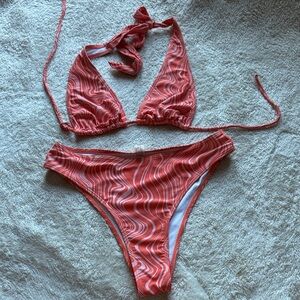 Stylish Pink Swirl Bikini Set
